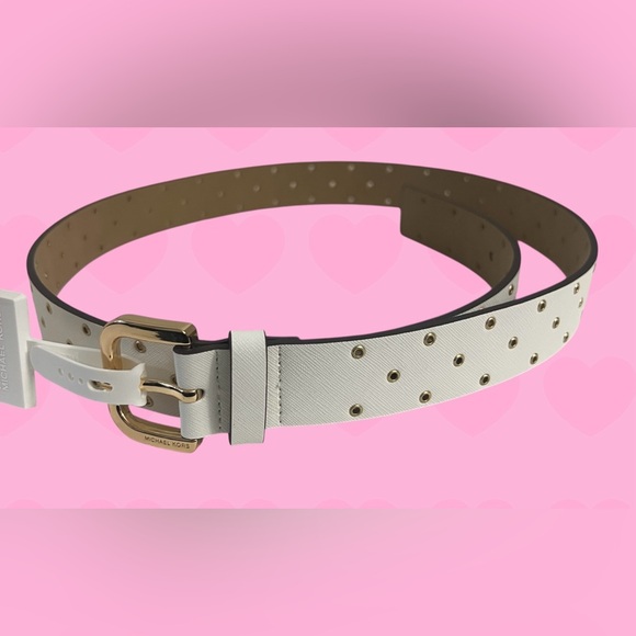 New MICHAEL KORS White & Gold Adjustable Belt Size Large - Picture 5 of 16